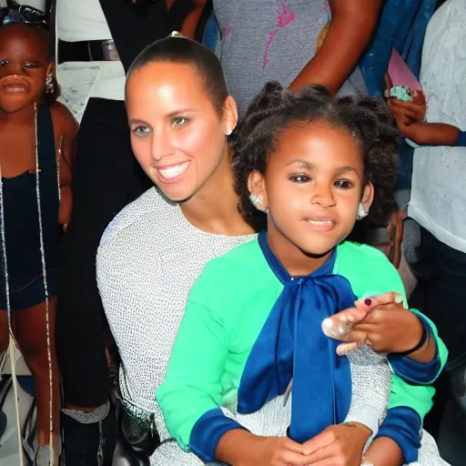 Image similar to alicia keys visiting a kid