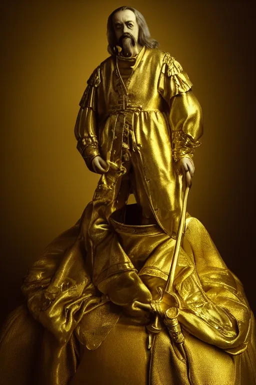 Prompt: extremely detailed studio portrait of peter the great, full body, soft light, golden glow, award winning photo by michal karcz and yoshitaka amano