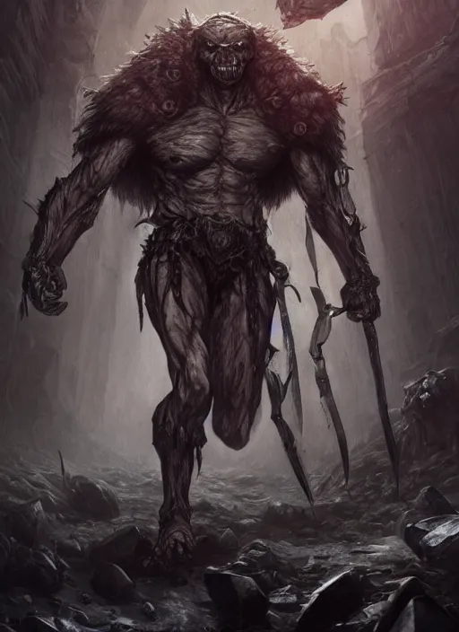 Prompt: a massively muscled werewolf fighting an army of skeletons in an underground tomb, ultra detailed fantasy, elden ring, rpg, trending on artstation, award - winning art by artgerm and greg rutkowski, 8 k