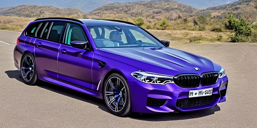 Prompt: “2019 BMW M5 Wagon, dark purple, ultra realistic, 4K, high detail”