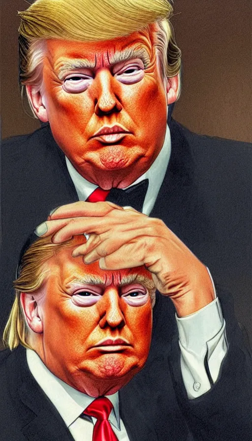 Prompt: donald trump criminal. portrait by and jean giraud and anton otto fischer and john philip falter