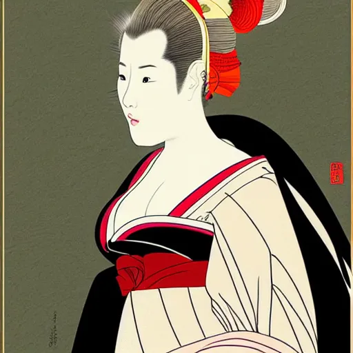 Image similar to elisha cuthbert, digital art, utamaro kitagawa style