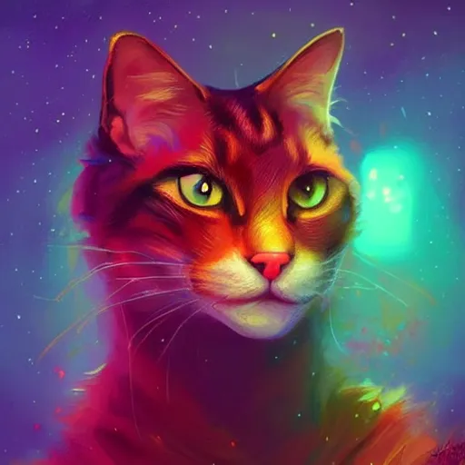 Prompt: colorful and festive cat. rich vivid colors, ambient lighting, dynamic lighting, 4 k, atmospheric lighting, painted, intricate, highly detailed by charlie bowater