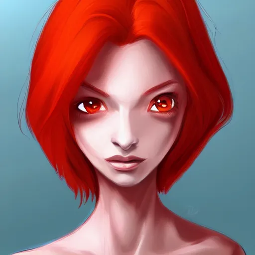 Image similar to A portrait of red hair gir, art by samdoesart, highly detailed, digital painting, concept art, sharp focus, illustration, trending on artstaion