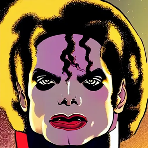 Prompt: dynamic macro head portrait of beautiful michael jackson super hero in white sequined jacket by john romita sr and cory walker and ryan ottley and jack kirby and barry windsor - smith, comic, illustration, photo real