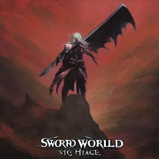 Image similar to a sword raised high, album art, cover art, poster, style of magic the gathering