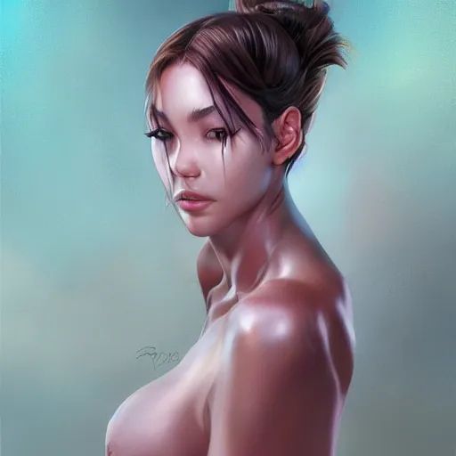 Prompt: Art station concept of a beautiful girls body, showing a lot of skin, hypnotic eyes, symmetrical face, by Stanley Artgerm Lau, WLOP, Rossdraws, James Jean, Andrei Riabovitchev, Marc Simonetti, and Sakimichan, trending on artstation