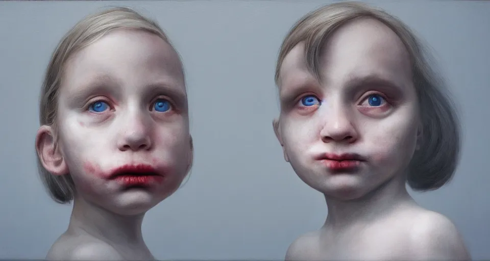 Image similar to the two complementary forces that make up all aspects and phenomena of life, by Gottfried Helnwein