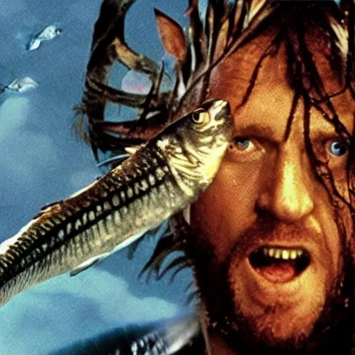 Prompt: James Cameron movie about a psychotic fish-headed axe maniac.