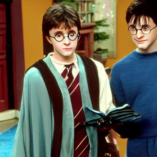 Image similar to film still of Harry Potter in Fresh Prince of Bell Air
