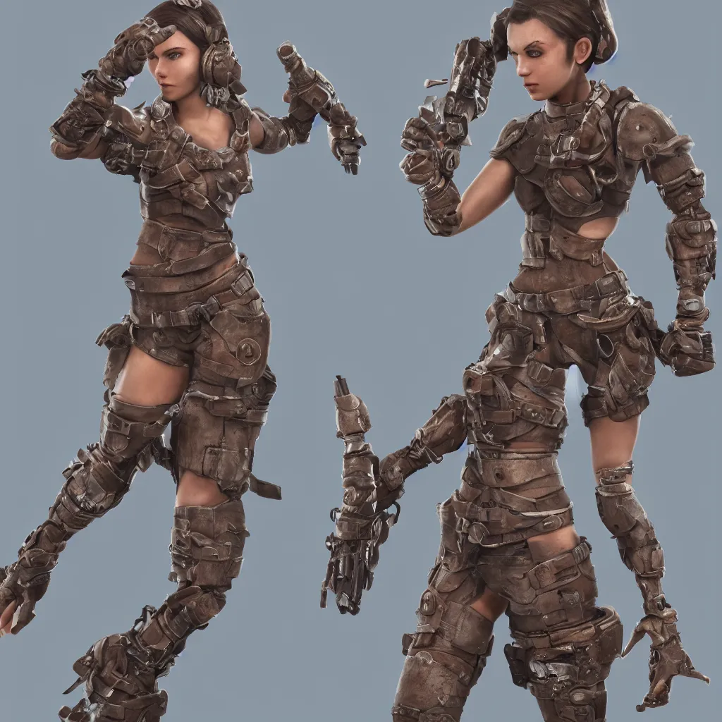 Image similar to female game character with multiple arms, highly detailed, octane render, bokeh