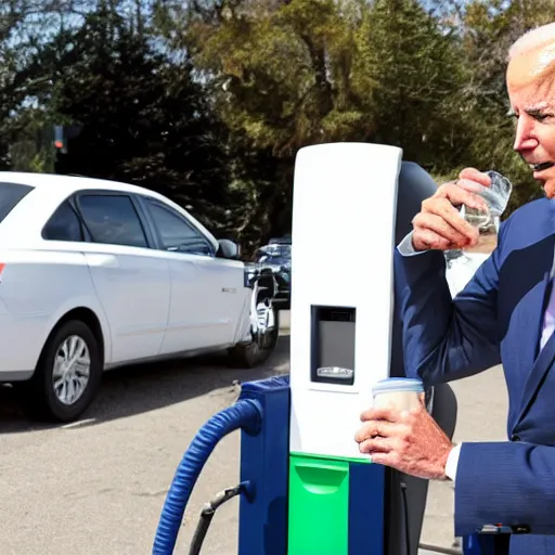 Image similar to Joe Biden drinking gasoline from the gas station pump