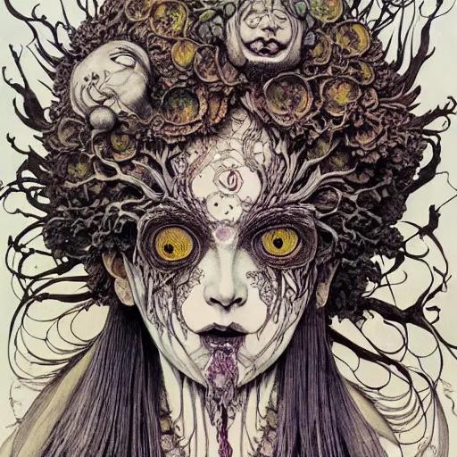 Prompt: prompt: Cabbage face painted in William Blake style drawn by Vania Zouravliov and Takato Yamamoto, intricate oil painting, high detail, Neo-expressionism, post-modern gouache marks on the side, gnarly details soft light, white background, intricate detail, intricate ink painting detail, sharp high detail, manga and anime 2000