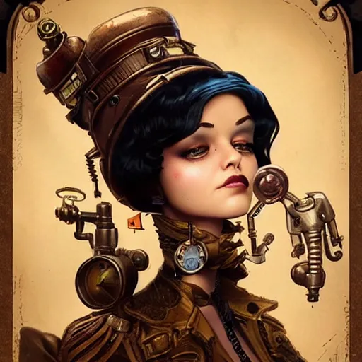 Image similar to lofi steampunk portrait pixar style by Joe Fenton and Jonathan Yeo and Tom Bagshaw