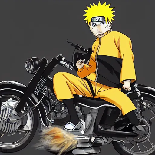 Image similar to Naruto Uzumaki on a motorcycle