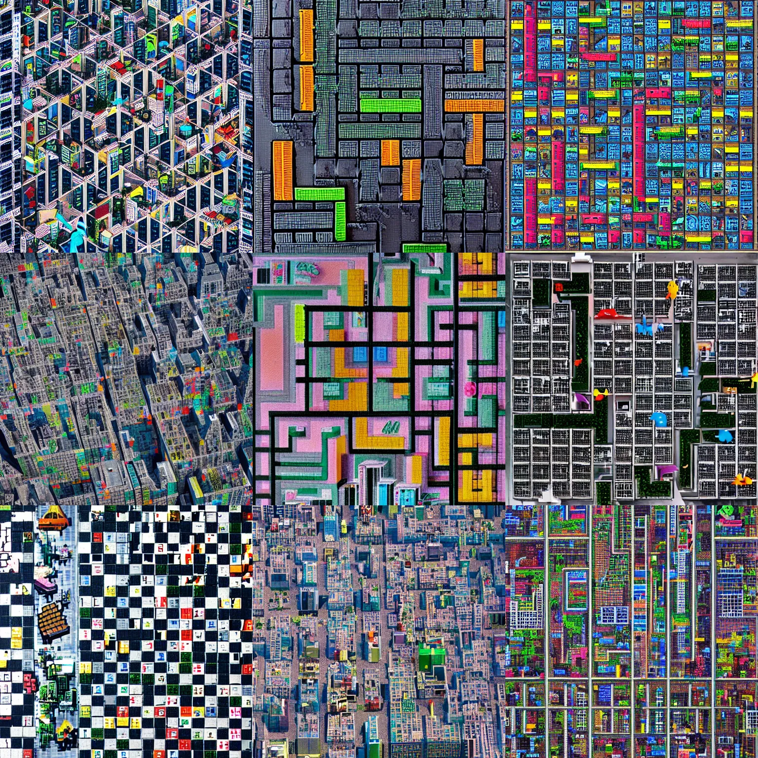 Prompt: city birds eye view, tetris