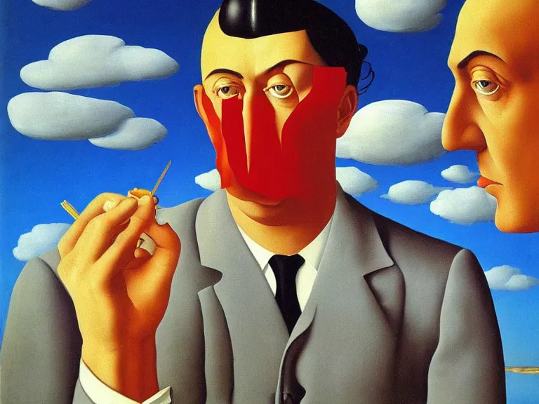 Image similar to painting by rene magritte and salvador dali, high detail, high resolution