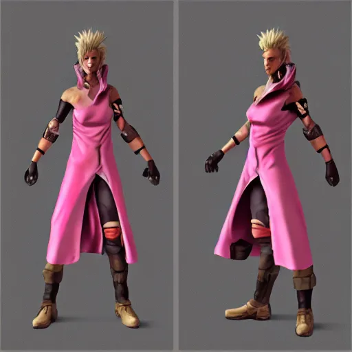 Prompt: Sundowner mercenary character from metal gear video game wearing a pink dress, male, trending on artstation