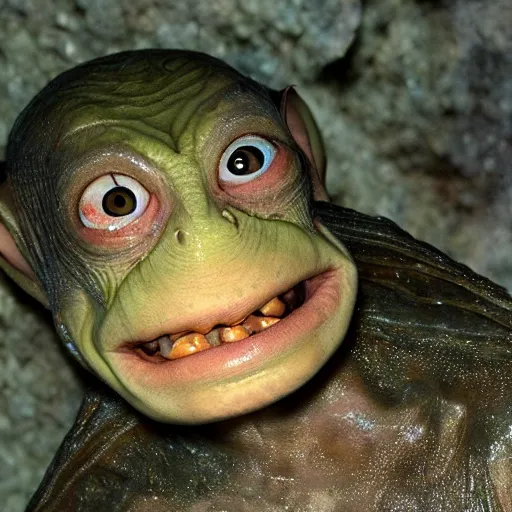 Image similar to gollum - faced fish