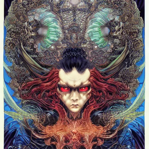 Prompt: portrait of crazy dark angel, symmetrical, by yoichi hatakenaka, masamune shirow, josan gonzales and dan mumford, ayami kojima, takato yamamoto, barclay shaw, karol bak, yukito kishiro