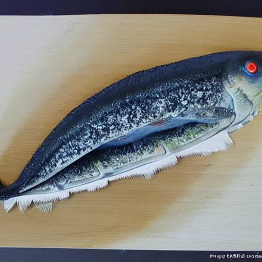 Prompt: a sardine in the style of gyotaku, extremely detailed,