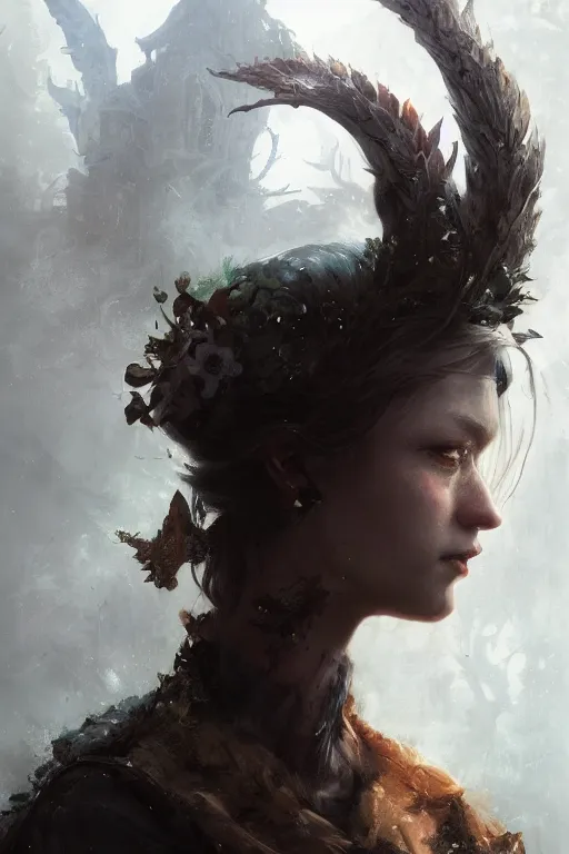 Prompt: A beuatiful portrait of a fairy by Greg Rutkowski, Sung Choi, Mitchell Mohrhauser, Maciej Kuciara, Johnson Ting, Maxim Verehin, Peter Konig, Bloodborne, 8k photorealistic, cinematic lighting, HD, high details, dramatic, dark atmosphere, trending on artstation
