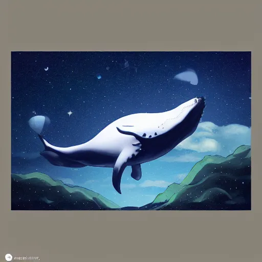 Prompt: whale under the stars,cgstation,artstation, pixiv. style anime - Upscaled (Max) by