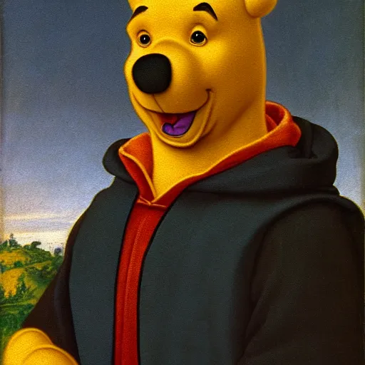 Prompt: a renaissance style portrait painting of Winnie the Pooh