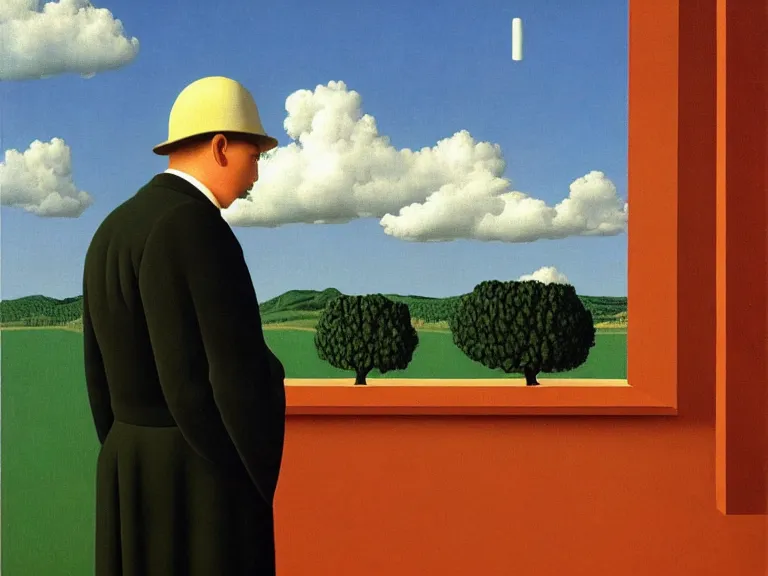 Prompt: classic!!!!!!! painting by rene magritte, high detail, high resolution