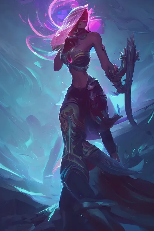 Prompt: pantheon league of legends wild rift hero champions arcane fantasy bioluminance alena aenami artworks in 4 k design by lois van baarle by sung choi by john kirby artgerm and greg rutkowski and magali villeneuve tank support marksman mage fighter assassin,