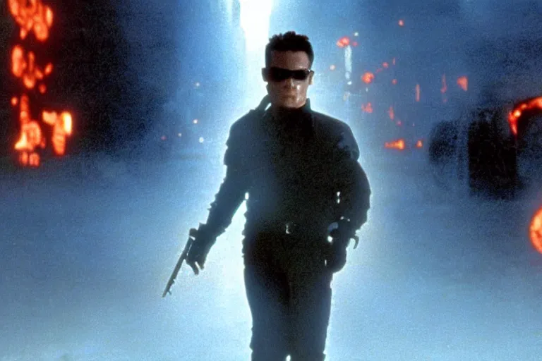 Image similar to scene from Terminator 2 - Judgement Day, in the style of Matrix