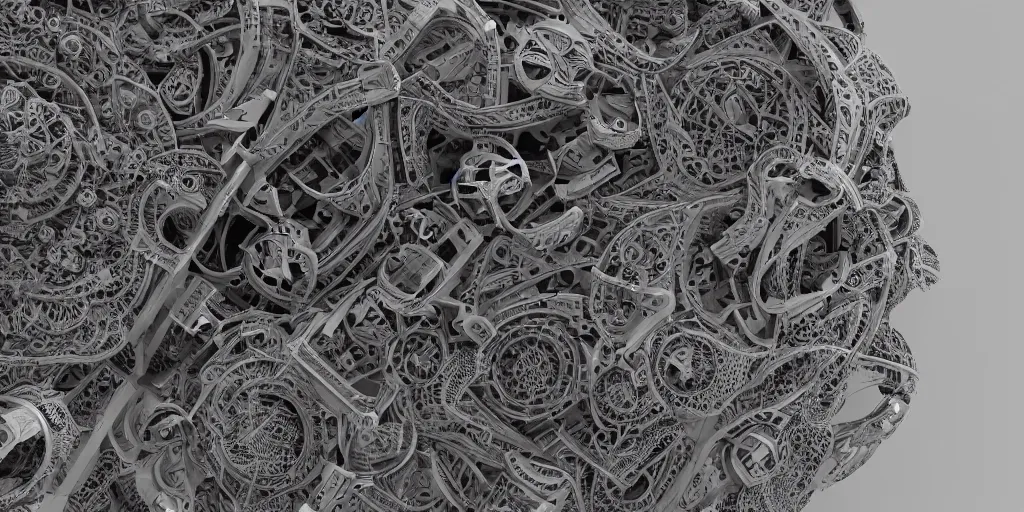 Image similar to dream machine. complex shape. intricate. octane render. 8 k. monochrome. cinematic.