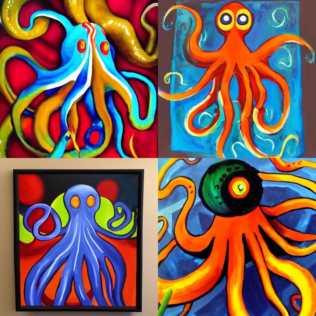 Prompt: magic octopus man, painting