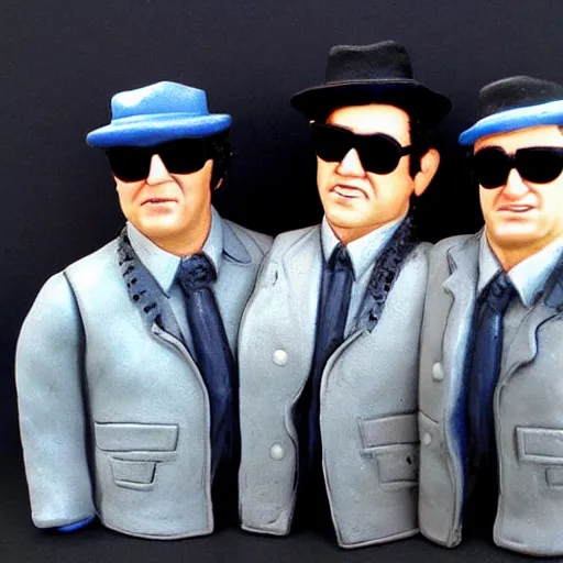 Image similar to a clay model of the blues brothers, highly detailed photo, hd