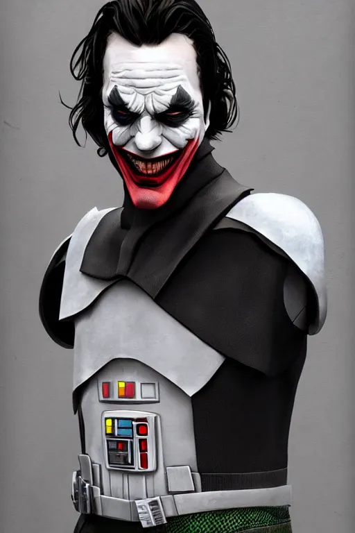 Prompt: Joker wearing dart vader's armor suit, cosplay, full character, artstation, highly detailed, highly realistic