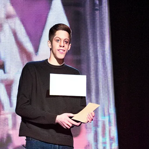 Image similar to pete davidson holding up a card that says 1 1 1 1 1 1 1 1 1