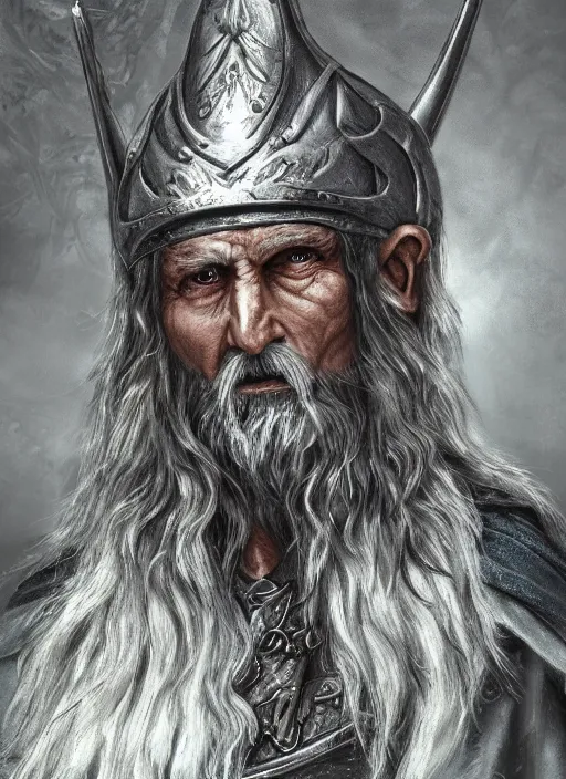Image similar to warrior character portrait old male hobbi fantasy