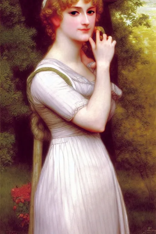 Image similar to jane austen blondie blond, painting by rossetti bouguereau, detailed art, artstation