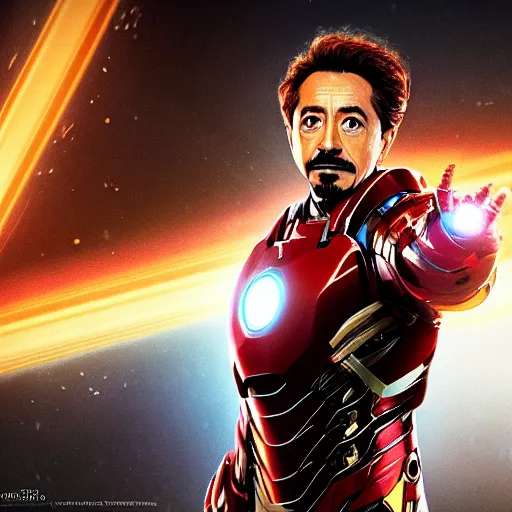 Image similar to albert einstein as tony stark in ironman, cinematic lighting, dramatic, octane render, long lens, shallow depth of field, bokeh, anamorphic lens flare, 8 k, hyper detailed, 3 5 mm film grain