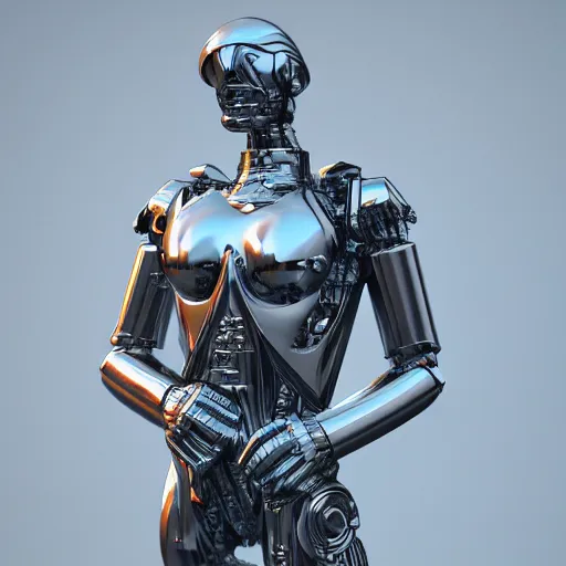 Prompt: 3 d render melted military cyborg humanoid sculpture, chrometype, liquid metal, neotribal, raytraced, volumetric lightning, 8 k by wlop, innate studio h - 1 0 0 0 w - 1 0 0 0