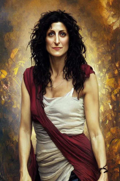 Prompt: painting of lisa edelstein,, ultra realistic, sharp details, subsurface scattering, intricate details, warm lighting, beautiful features, highly detailed, photorealistic, octane render, 8 k, unreal engine, art by artgerm and greg rutkowski and alphonse mucha