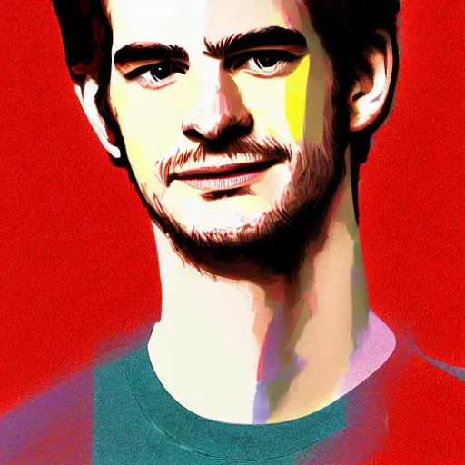 Image similar to portrait of andrew garfield, highly detailed, centered, solid color background, digital painting