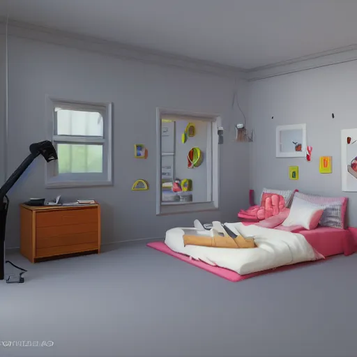 Image similar to a chubby cute room, 3 d illustration, isometric, 1 0 0 mm, octane render, studio lighting