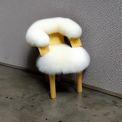 Prompt: a chair that looks like a samoyed