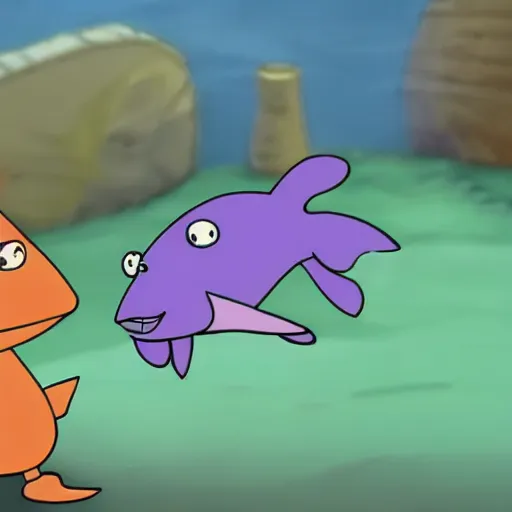 Prompt: fish with 4 legs from gumball cartoon