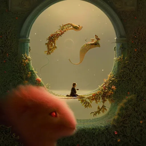 Image similar to lullaby of hope happiness, moody : : wes anderson, roger dean, sophie anderson, esao andrews : : ornate, dynamic, particulate, intricate, elegant, highly detailed, centered, artstation, smooth, sharp focus, octane render, 3 d