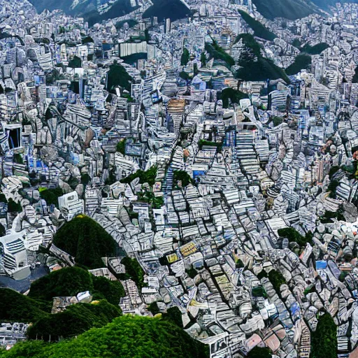 Image similar to isometric city on the top of a mountain, Japan