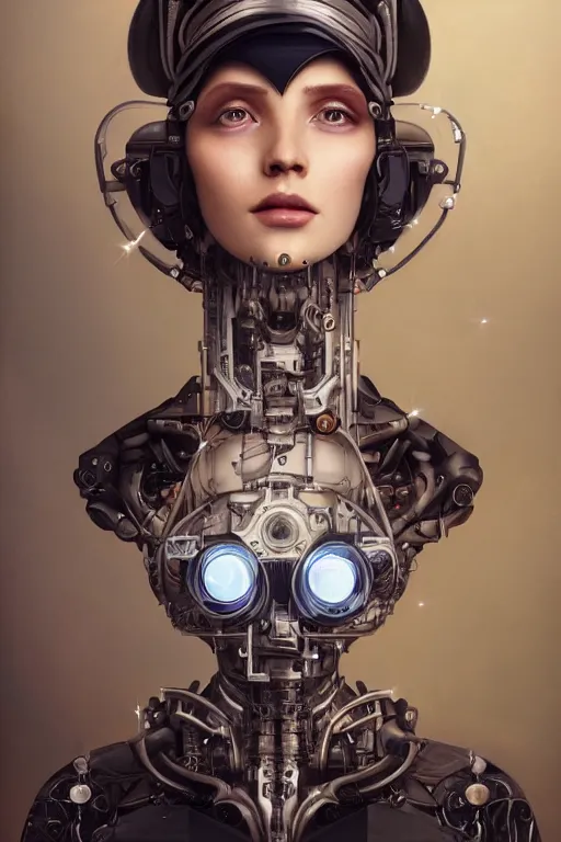 Image similar to a beautiful ultra detailed fine art portrait of a futuristic cyborg wearing a graduation hat, by tom bagshaw and anna dittman, studio lighting, golden ratio composition, 3 5 mm lens, cybernetic scifi, deep depth of field, artstation, 8 k