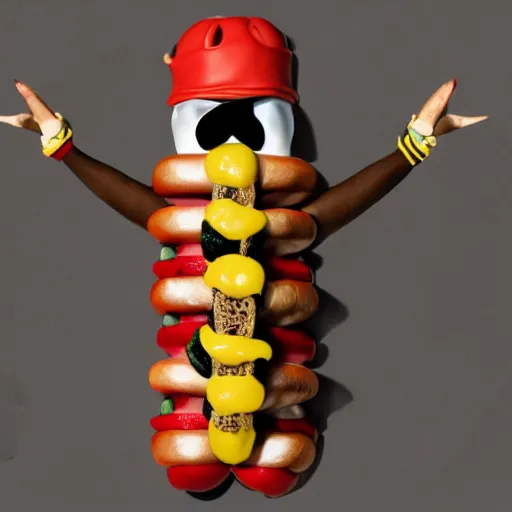 Prompt: photo of snoop dog as a hotdog, 8 k