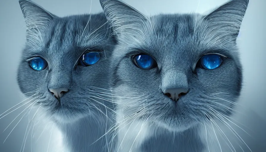 Image similar to liquid gold cat, light reflection, realistic, blue eyes, hyperdetailed, artstation, cgsociety, 8 k